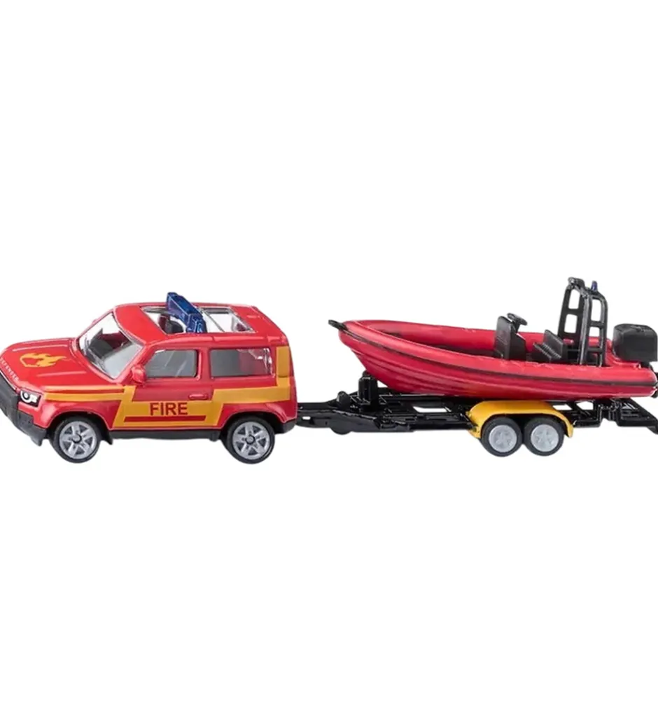 Bil m. Båd - Land Rover Defender m. Boat - Rød/Gul>Siku Hot