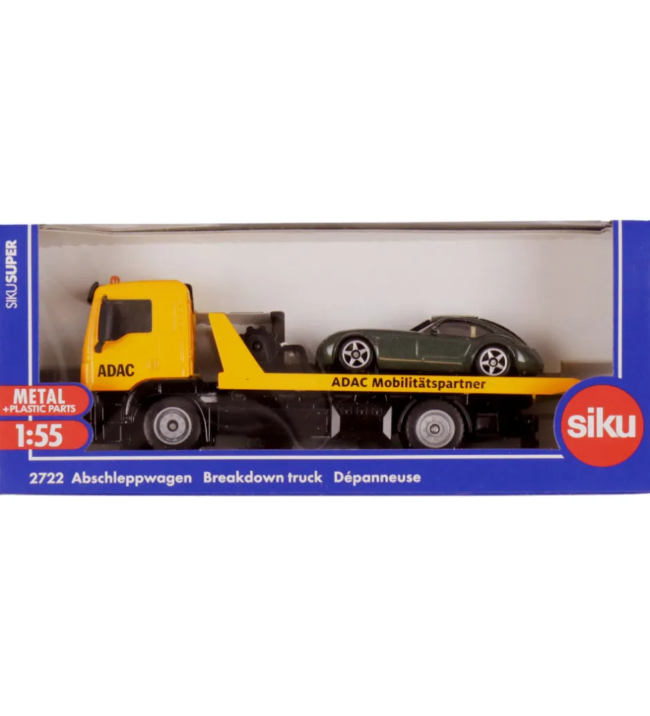 Lastbil m. Bil - 1:55 - Breakdown Truck - Gul>Siku Hot