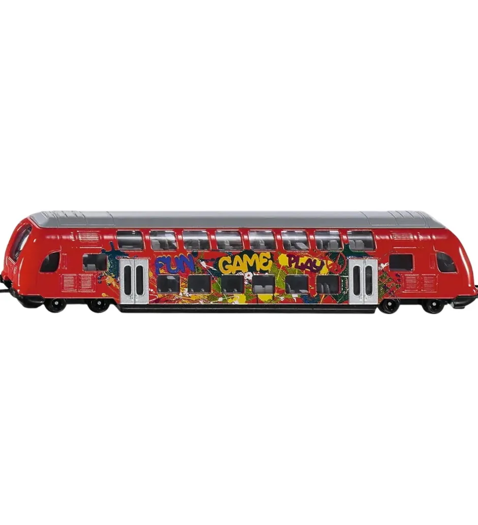 Tog - Double-Deck-Train - 1:87 - Rød m. Graffiti>Siku Outlet