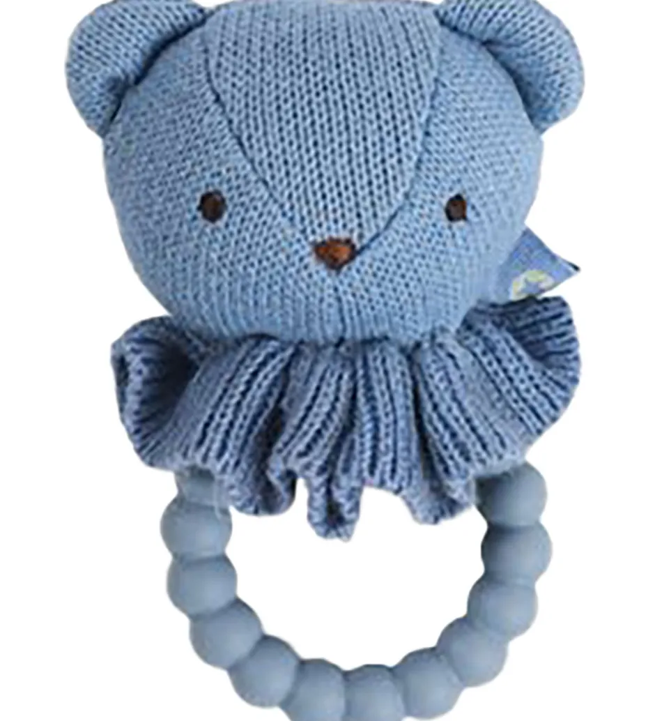 Biderangle - Bjørn - Strik - 10 cm - Blue>Smallstuff Clearance