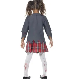 Udklædning - Zombie School Girl - Grå/Hvid/Rød>Smiffys Hot