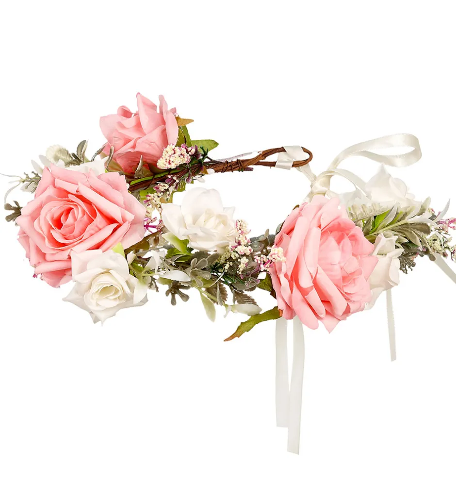 Udklædning - Hårbøjle m. Blomster- Eefke - Rosa/Hvid>Souza Clearance