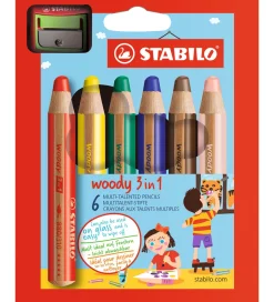 Farveblyanter - Woody 3-i-1 - 6 Stk. - Multifarvet>Stabilo Online