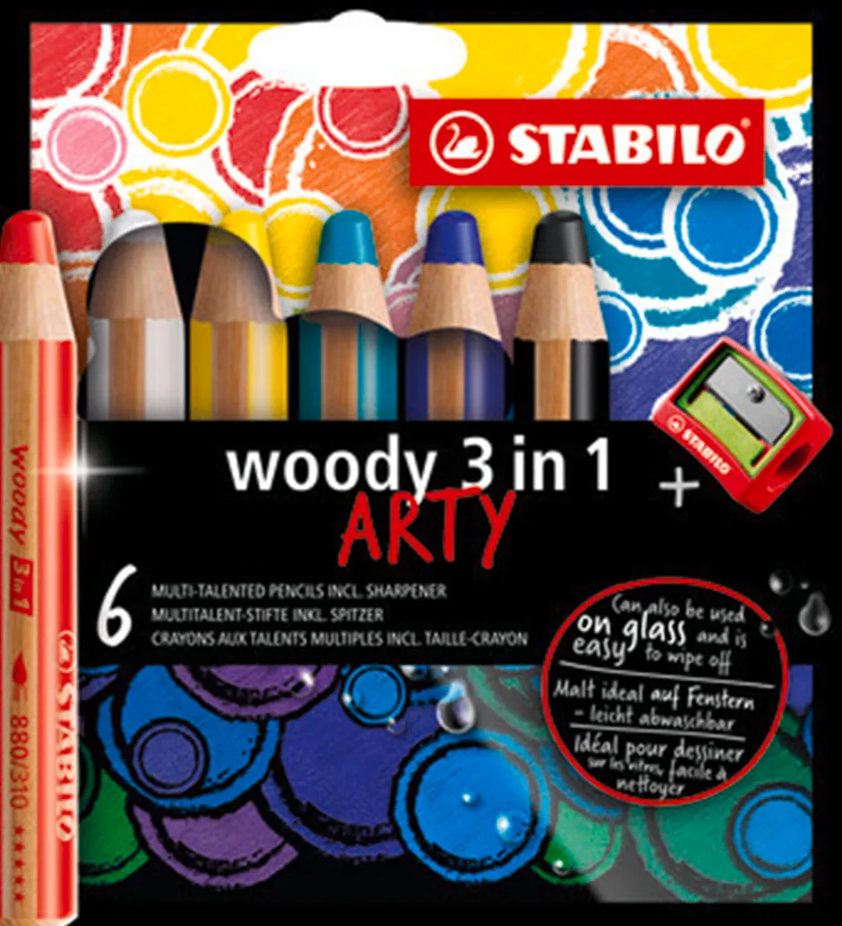 Farveblyanter - Woody 3-i-1 Arty - 6 stk. - Multifar>Stabilo Discount