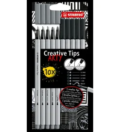 Tuscher - Creative Tips Arty - 10 stk. - Sort/Grå>Stabilo