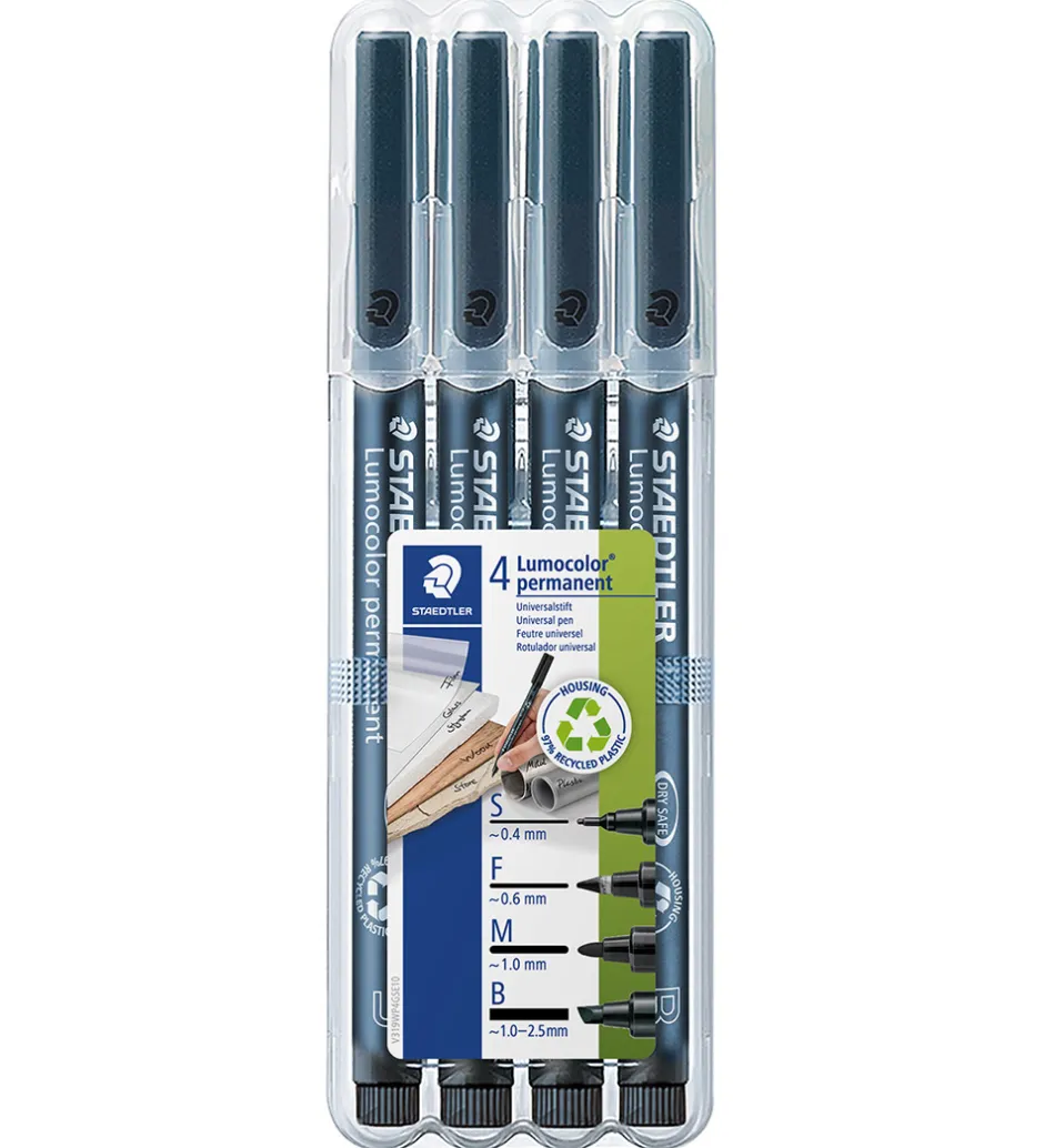 Tuscher - 4 stk. - Lumocolor Perm OHP - Sort>Staedtler Outlet